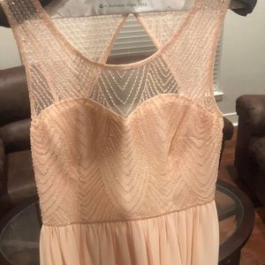 Beaded blush bridesmaid dress
